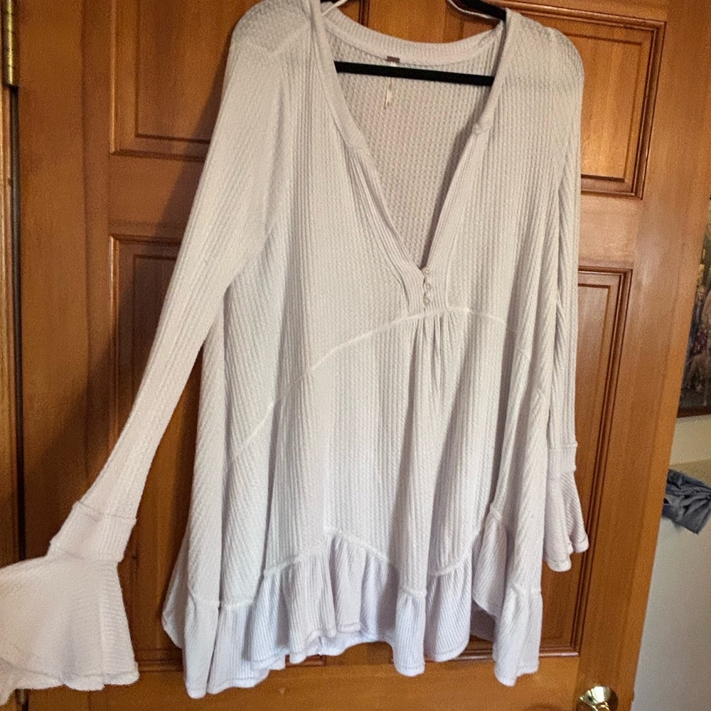 Free People Cream Long Sleeve Tunic
